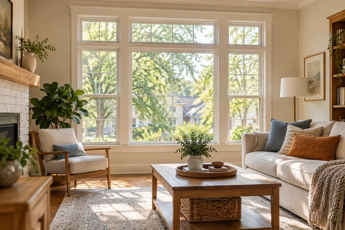 Concept image of a warm living room filled with natural light