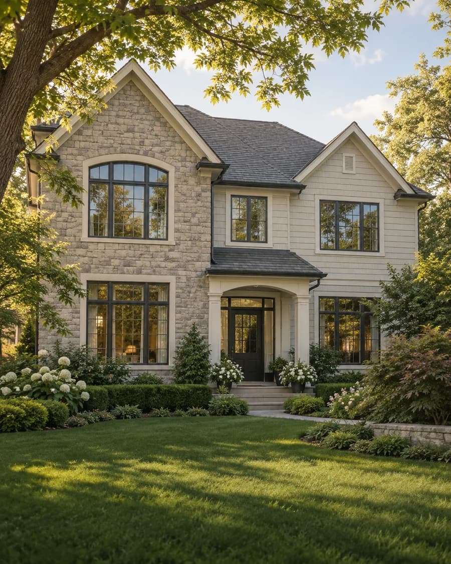 Concept image of a welcoming Chicagoland home with large windows